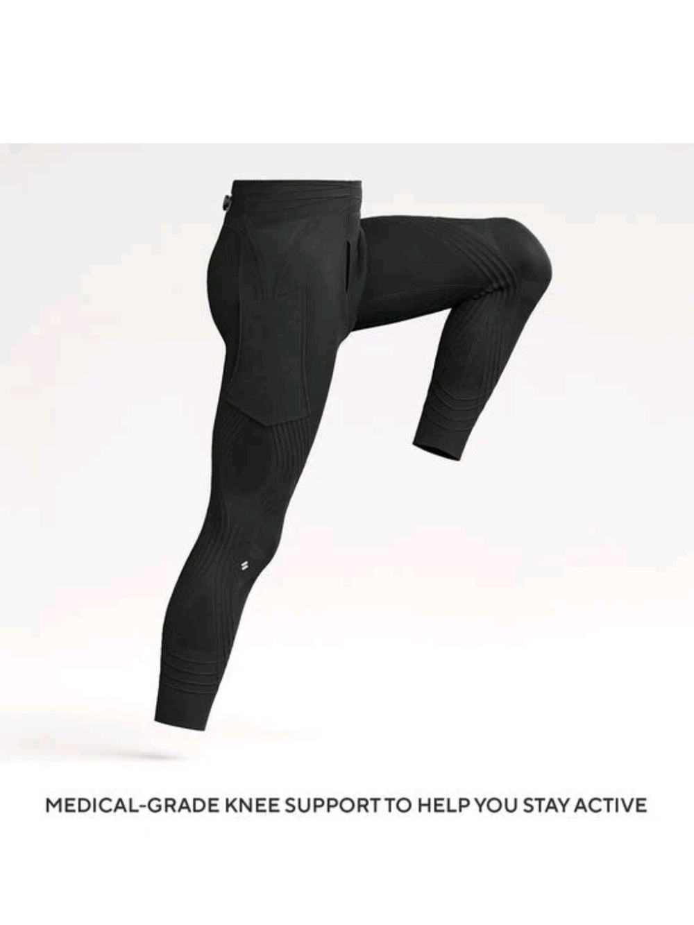 Men's Black Compression Support Tights with Pocket